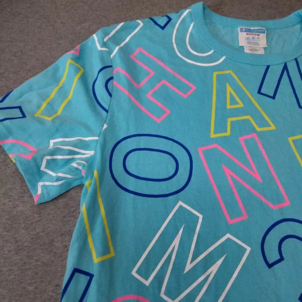 Champion blue colorful T-shirt size M - Picture 5 of 13